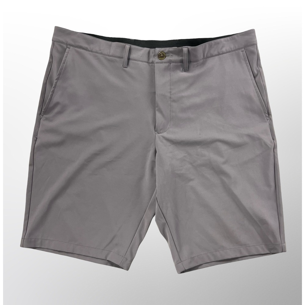 Thomas Dean Performance Mens 34 Gray Stretch Golf Flat Front Shorts Chino